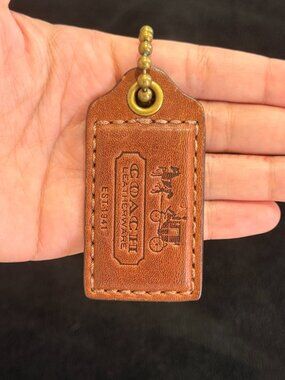 3" Large Y2K Coach Leather Key Fob Bag Charm Keychain Hang Tag/Hangtag